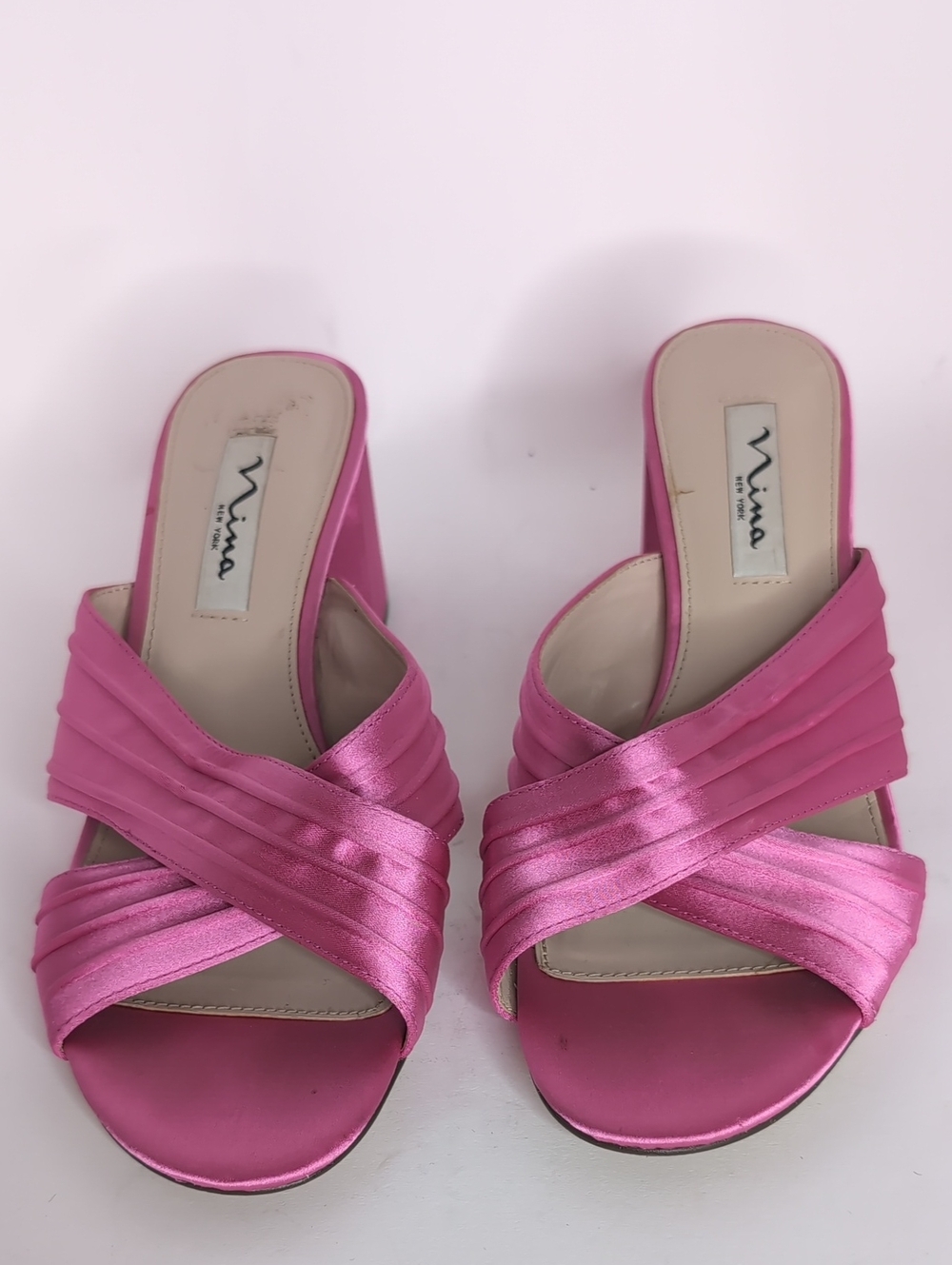 Nina Hot Pink Satin Mule Sandals